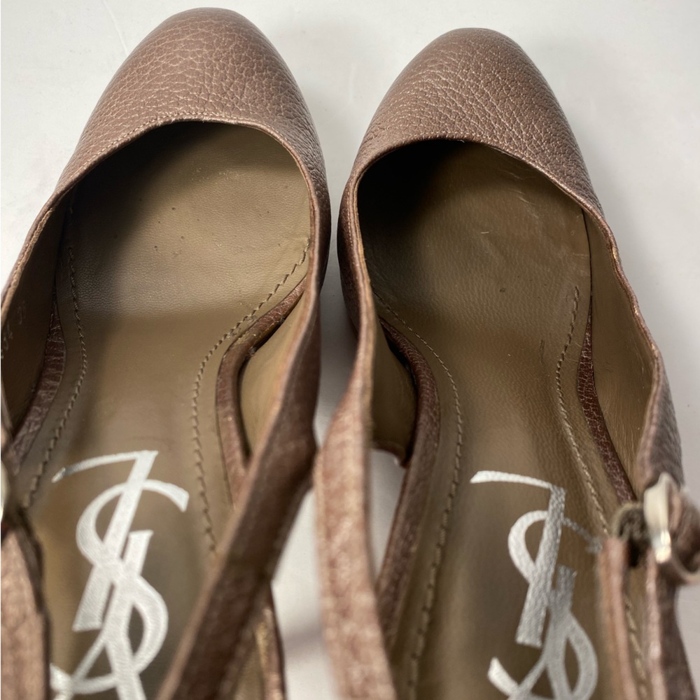 Ysl yves saint Laurent tribtoo slingback pumps heels metallic brown 36 - Picture 6 of 10